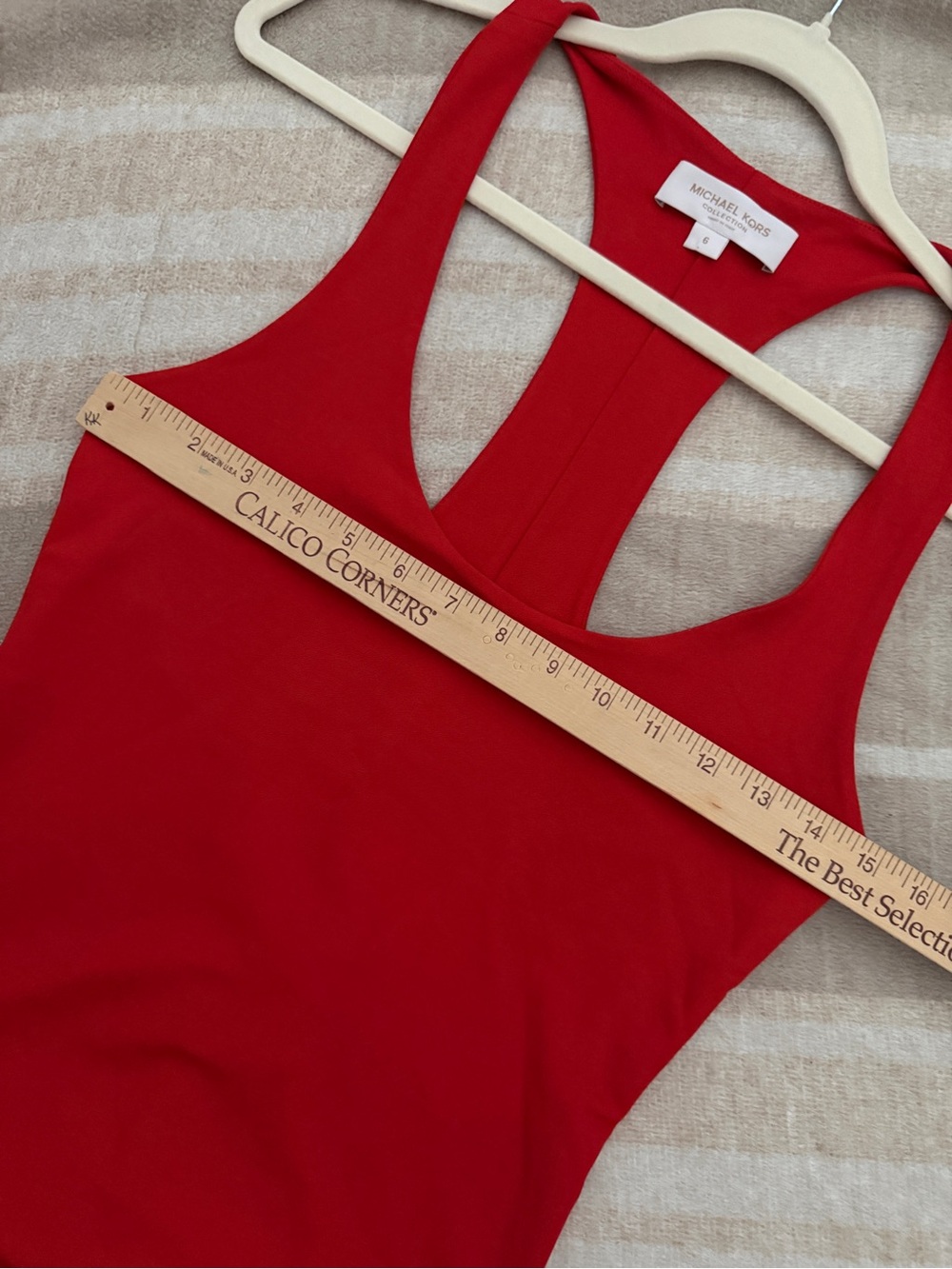 Michael Kors Collection Stretch Matte Jersey Racerback Bodysuit Italy Poppy 6 - Picture 8 of 10